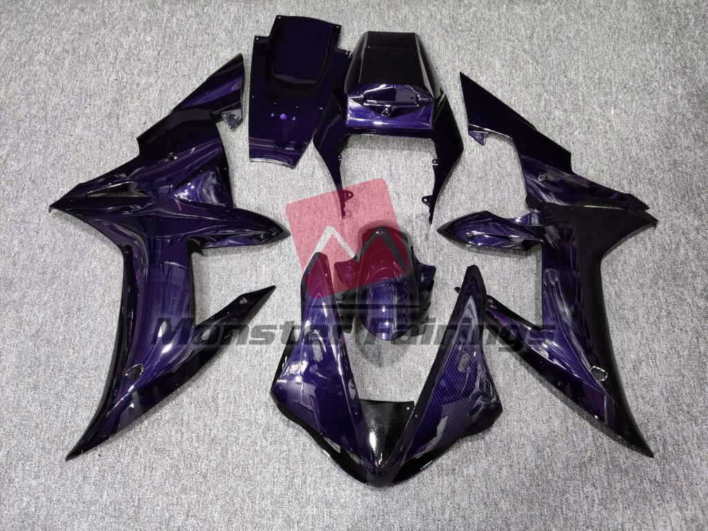 Yamaha R1 2002 - 2003 Gloss Purple Carbon Fiber Style ABS fairings - custom motorcycle bodywork kit by Monster Fairings
