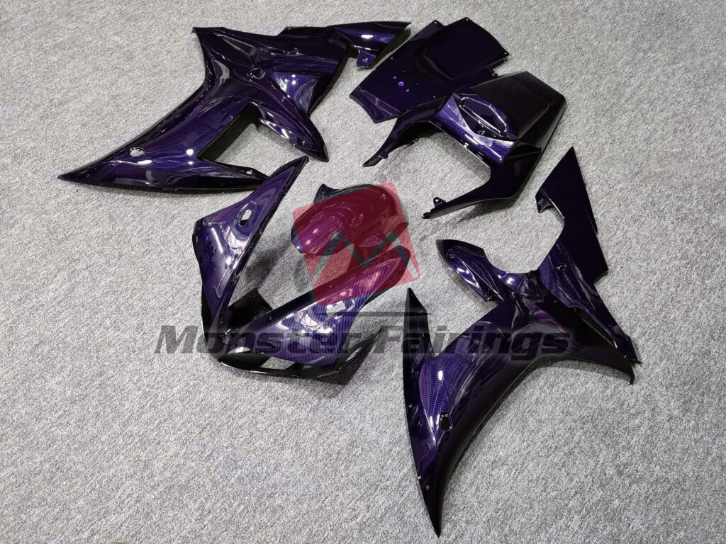 2002 - 2003 Yamaha R1 Gloss Purple Carbon Fiber Style fairing set - ABS injection, custom painted by Monster Fairings