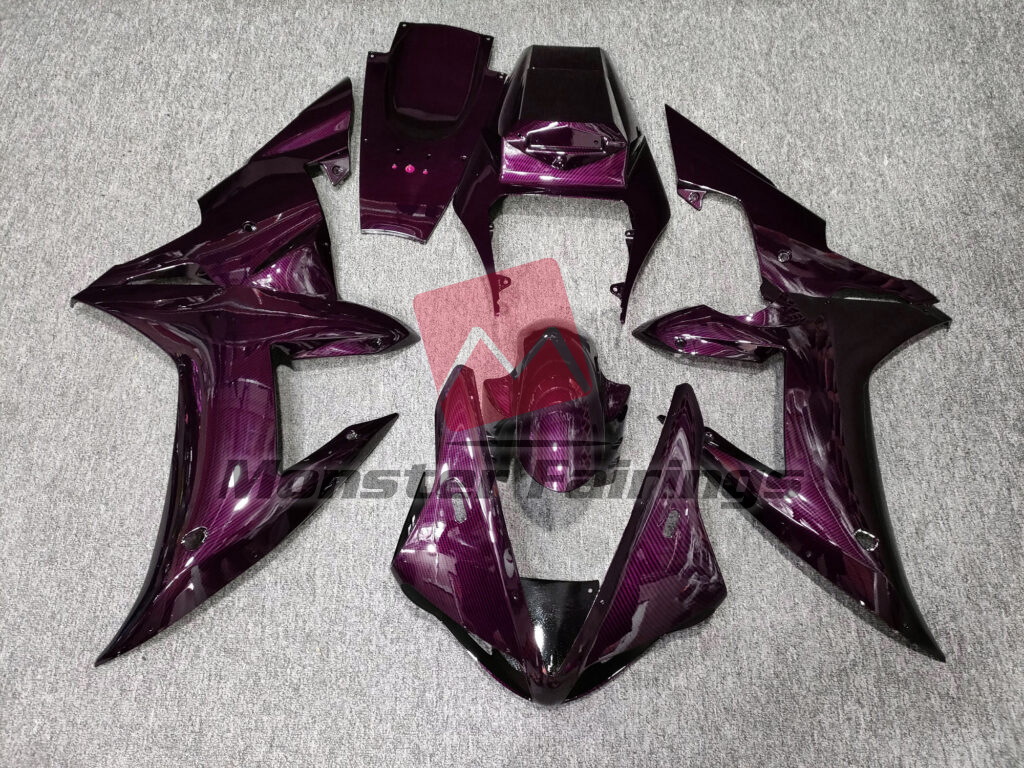 Yamaha R1 2002 - 2003 Gloss Pink Carbon Fiber Style ABS fairings - custom motorcycle bodywork kit by Monster Fairings