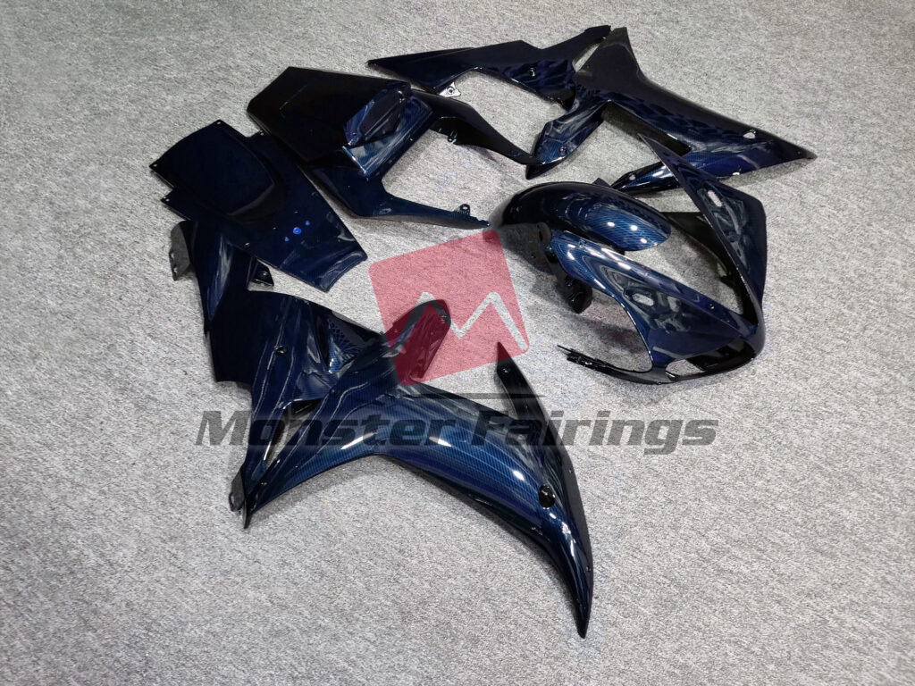 Yamaha R1 custom ABS fairings 2002 - 2003 in Gloss Blue Carbon Fiber Style - durable replacement kit, Monster Fairings