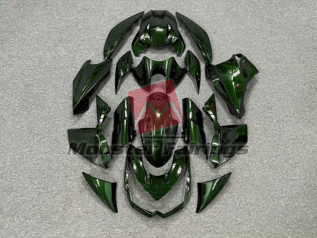 Kawasaki Z1000 2010 - 2013 Gloss Green Carbon Fiber Style ABS fairings - custom motorcycle bodywork kit by Monster Fairings