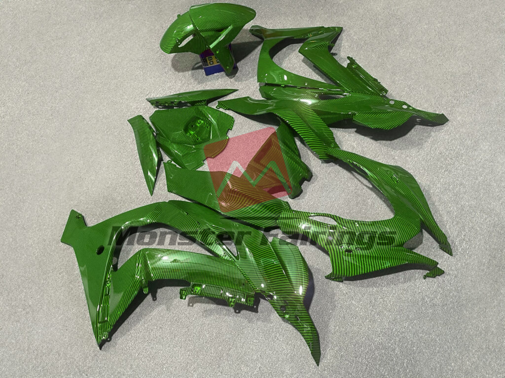 Kawasaki ZX10R custom ABS fairings 2016 - 2020 in Gloss Green Carbon Fiber Style - durable replacement kit, Monster Fairings