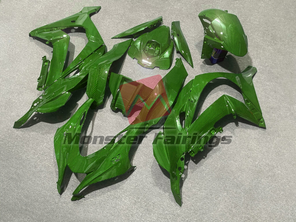 Gloss Green Carbon Fiber Style ABS fairings for Kawasaki ZX10R 2016 - 2020 - premium OEM fit kit by Monster Fairings
