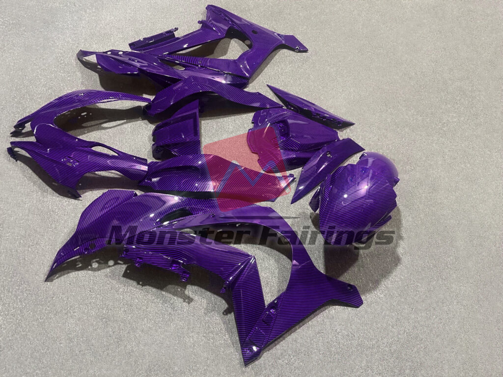 2016 - 2020 Kawasaki ZX10R Gloss Purple Carbon Fiber Style fairing set - ABS injection, custom painted by Monster Fairings