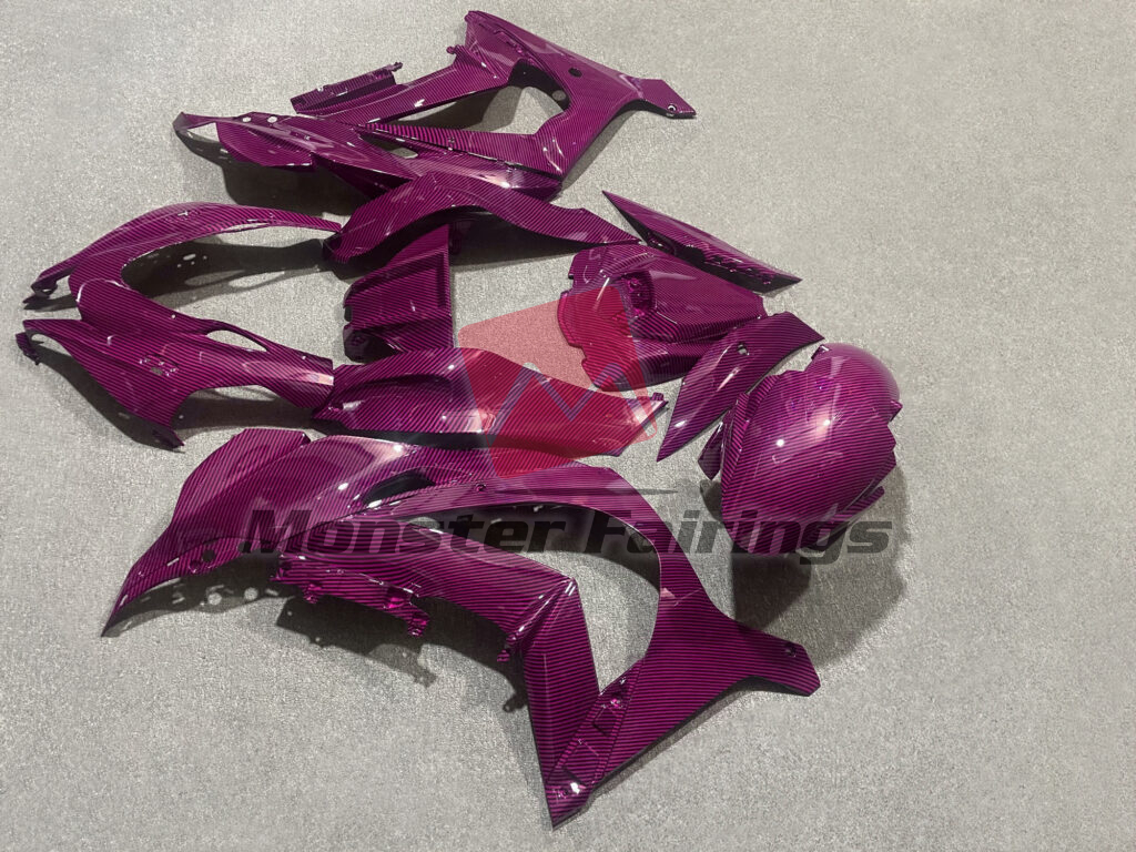 2016 - 2020 Kawasaki ZX10R Gloss Pink Carbon Fiber Style fairing set - ABS injection, custom painted by Monster Fairings