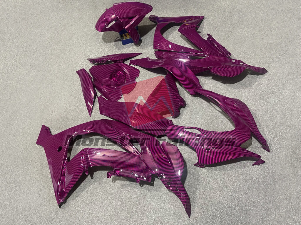 Kawasaki ZX10R custom ABS fairings 2016 - 2020 in Gloss Pink Carbon Fiber Style - durable replacement kit, Monster Fairings