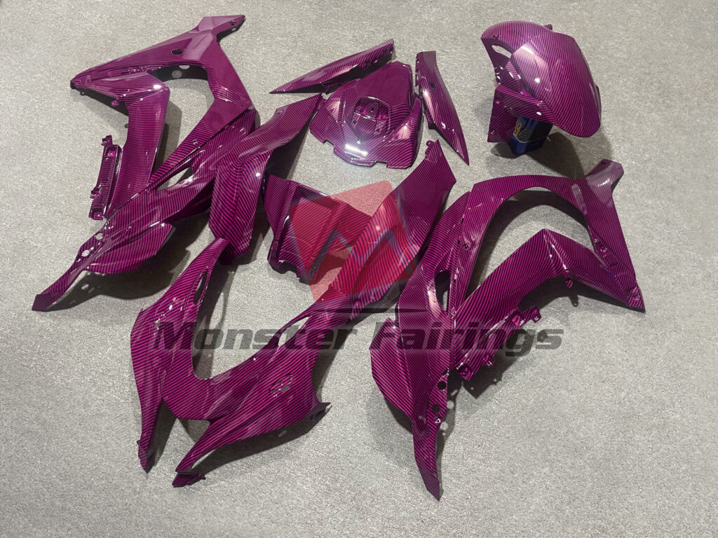 Gloss Pink Carbon Fiber Style ABS fairings for Kawasaki ZX10R 2016 - 2020 - premium OEM fit kit by Monster Fairings