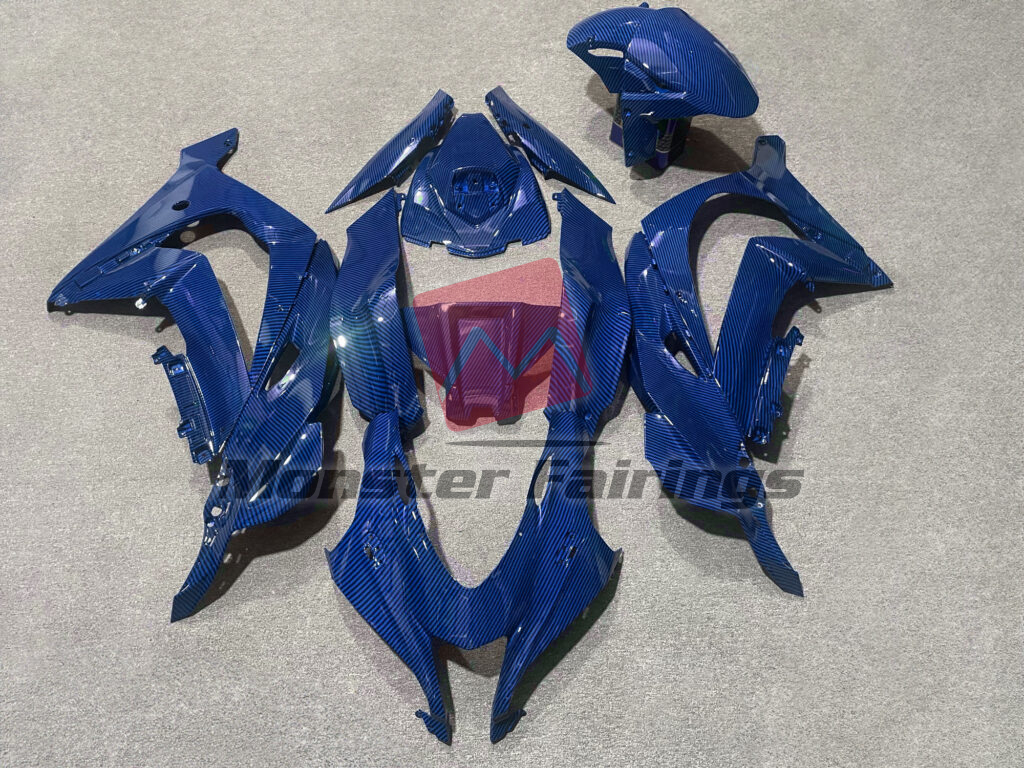 Kawasaki ZX10R 2016 - 2020 Gloss Blue Carbon Fiber Style ABS fairings - custom motorcycle bodywork kit by Monster Fairings