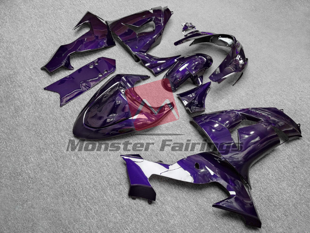 2006 - 2007 Kawasaki ZX10R Gloss Purple Carbon Fiber Style fairing set - ABS injection, custom painted by Monster Fairings
