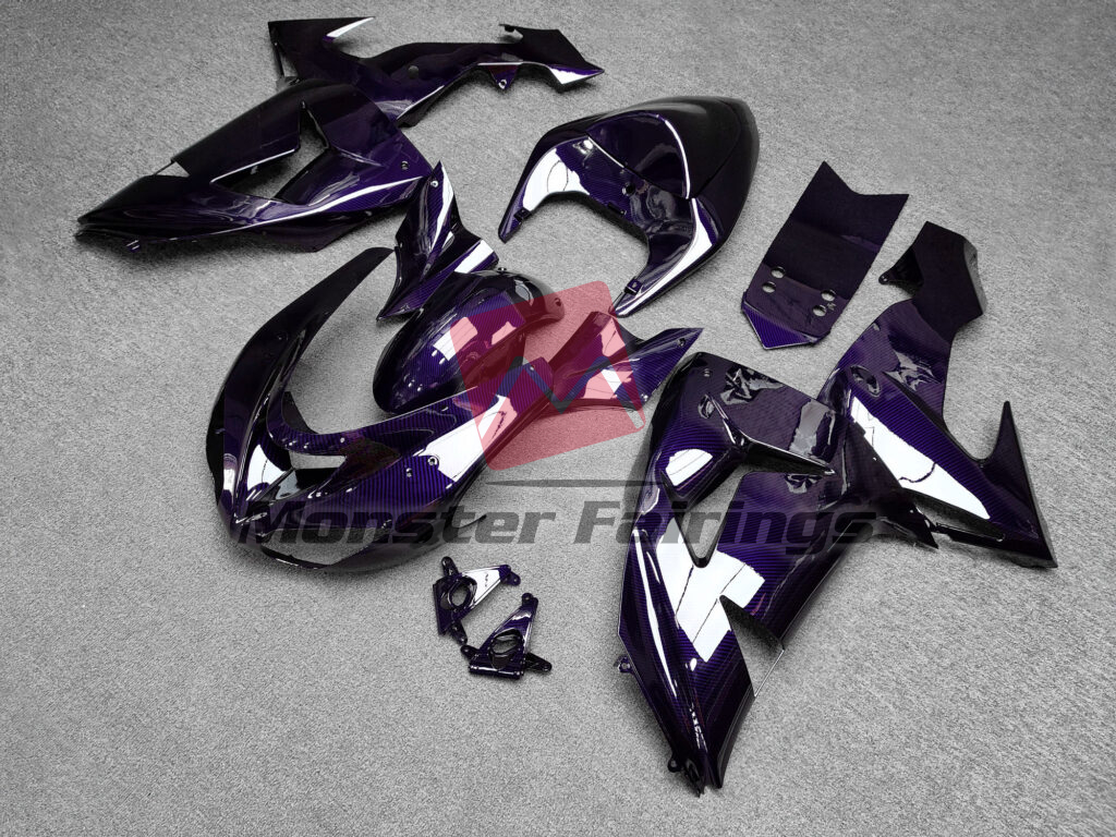 Gloss Purple Carbon Fiber Style ABS fairings for Kawasaki ZX10R 2006 - 2007 - premium OEM fit kit by Monster Fairings
