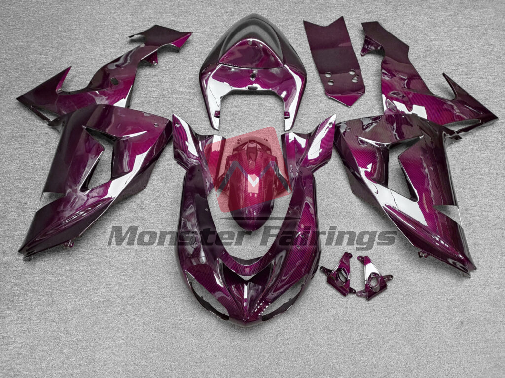 Kawasaki ZX10R 2006 - 2007 Gloss Pink Carbon Fiber Style ABS fairings - custom motorcycle bodywork kit by Monster Fairings