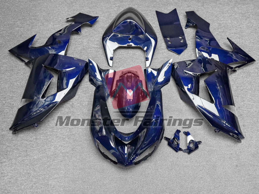 Kawasaki ZX10R 2006 - 2007 Gloss Blue Carbon Fiber Style ABS fairings - custom motorcycle bodywork kit by Monster Fairings