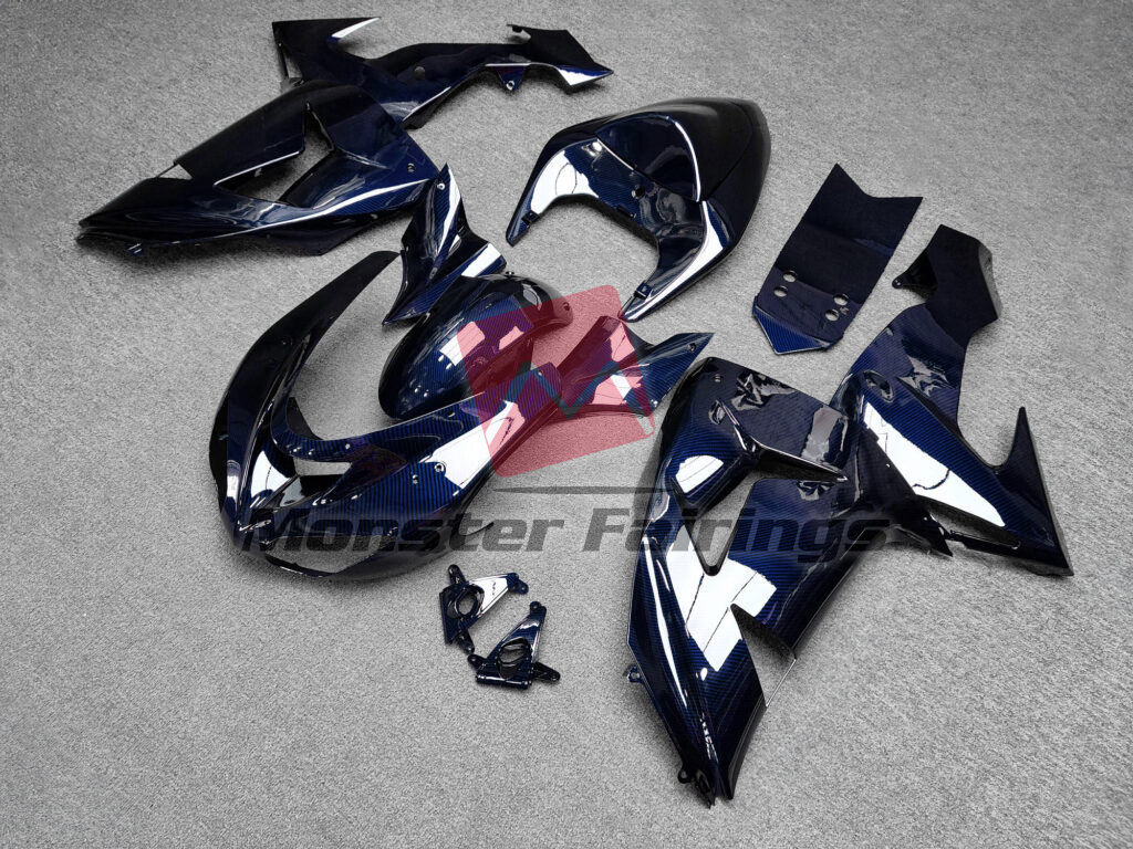 Gloss Blue Carbon Fiber Style ABS fairings for Kawasaki ZX10R 2006 - 2007 - premium OEM fit kit by Monster Fairings