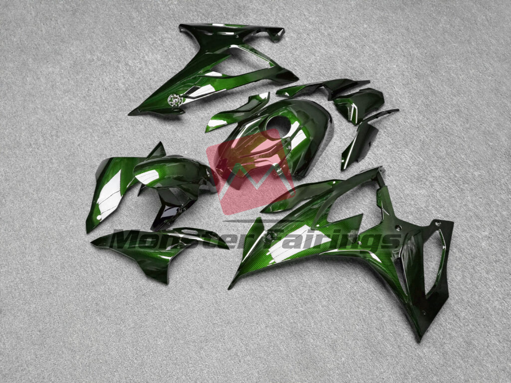 BMW S1000RR custom ABS fairings 2019 - 2022 in Gloss Green Carbon Fiber Style - durable replacement kit, Monster Fairings