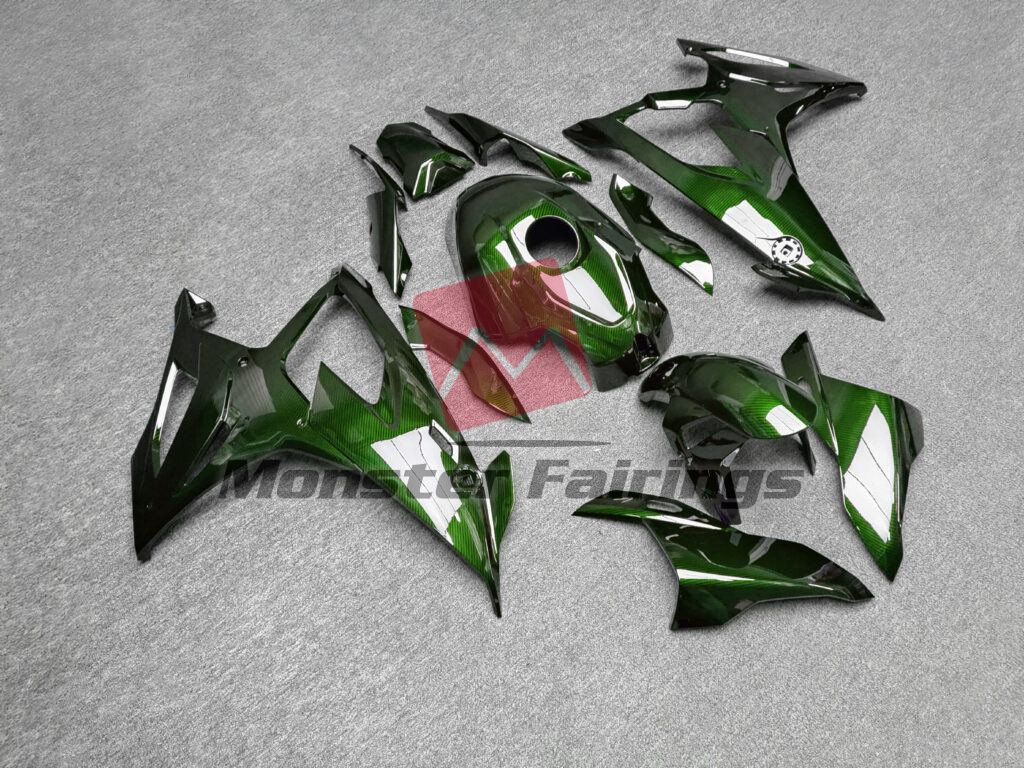 Gloss Green Carbon Fiber Style ABS fairings for BMW S1000RR 2019 - 2022 - premium OEM fit kit by Monster Fairings