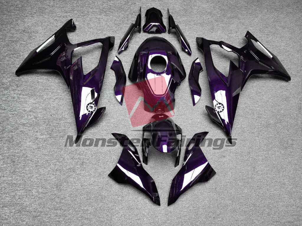 BMW S1000RR 2019 - 2022 Gloss Purple Carbon Fiber Style ABS fairings - custom motorcycle bodywork kit by Monster Fairings