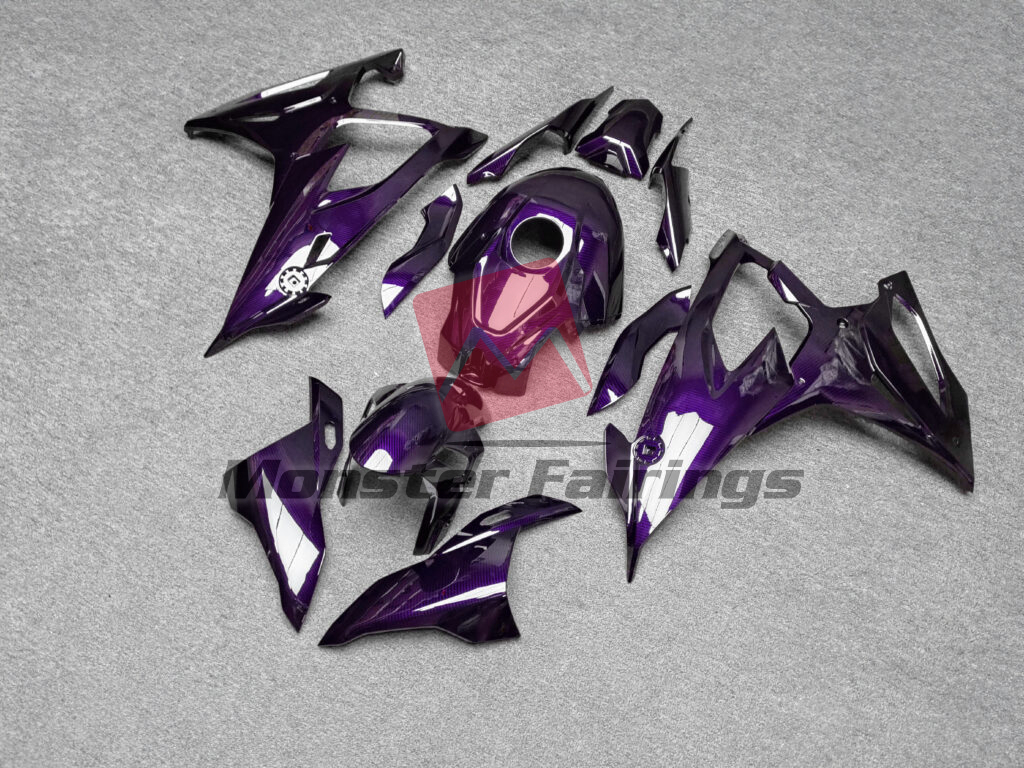 2019 - 2022 BMW S1000RR Gloss Purple Carbon Fiber Style fairing set - ABS injection, custom painted by Monster Fairings