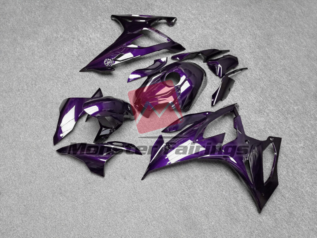 BMW S1000RR custom ABS fairings 2019 - 2022 in Gloss Purple Carbon Fiber Style - durable replacement kit, Monster Fairings