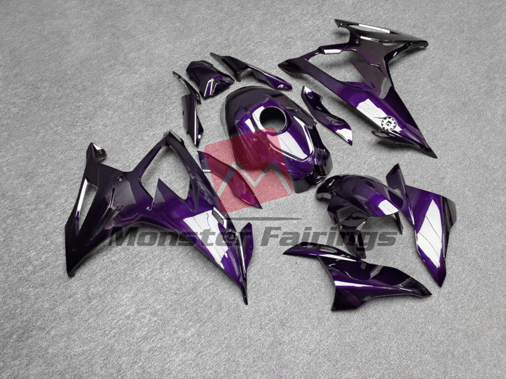 Gloss Purple Carbon Fiber Style ABS fairings for BMW S1000RR 2019 - 2022 - premium OEM fit kit by Monster Fairings