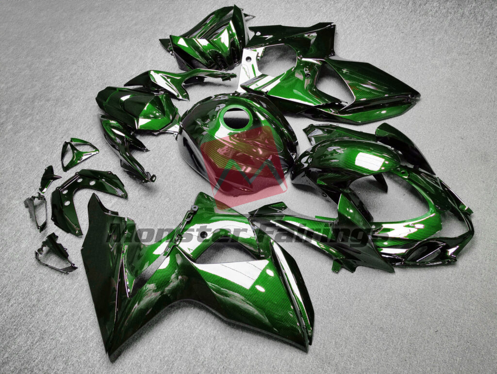 Suzuki GSXR 1000 custom ABS fairings 2009 - 2016 in Gloss Green Carbon Fiber Style - durable replacement kit, Monster Fairings