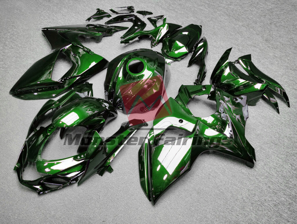 Gloss Green Carbon Fiber Style ABS fairings for Suzuki GSXR 1000 2009 - 2016 - premium OEM fit kit by Monster Fairings