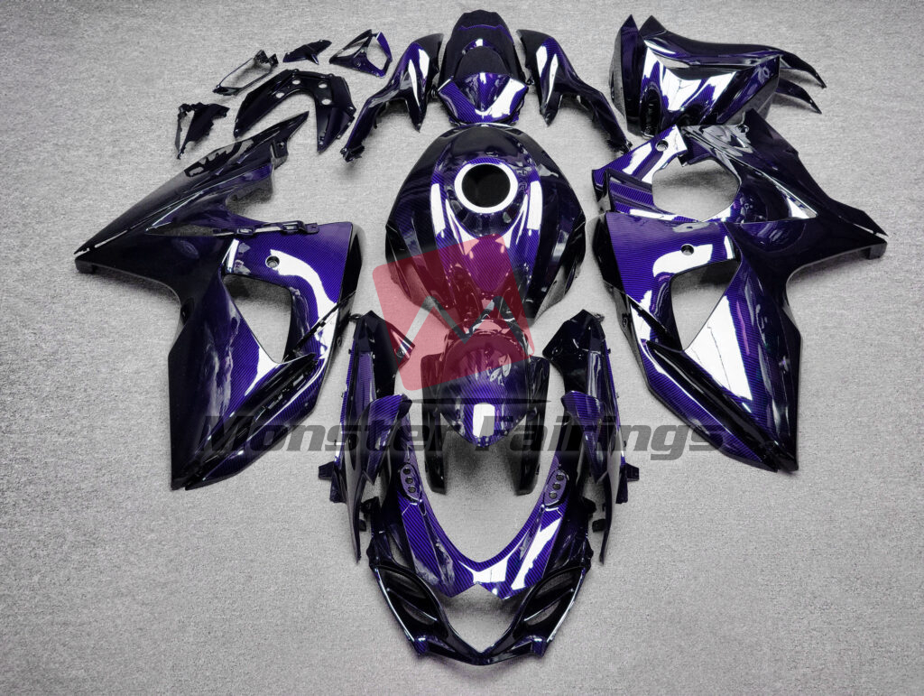Suzuki GSXR 1000 2009 - 2016 Gloss Purple Carbon Fiber Style ABS fairings - custom motorcycle bodywork kit by Monster Fairings