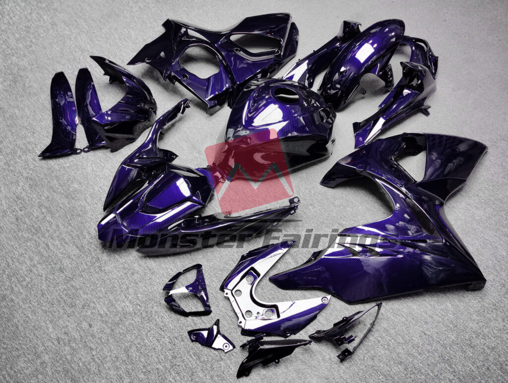 2009 - 2016 Suzuki GSXR 1000 Gloss Purple Carbon Fiber Style fairing set - ABS injection, custom painted by Monster Fairings