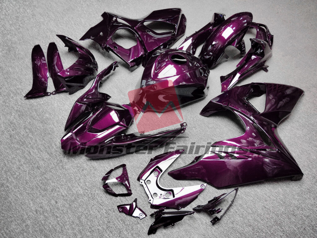 2009 - 2016 Suzuki GSXR 1000 Gloss Pink Carbon Fiber Style fairing set - ABS injection, custom painted by Monster Fairings