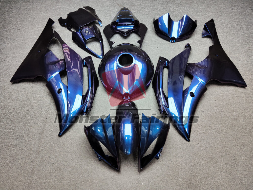 Yamaha R6 2008 - 2016 Gloss Iridescent Purple & Blue ABS fairings - custom motorcycle bodywork kit by Monster Fairings