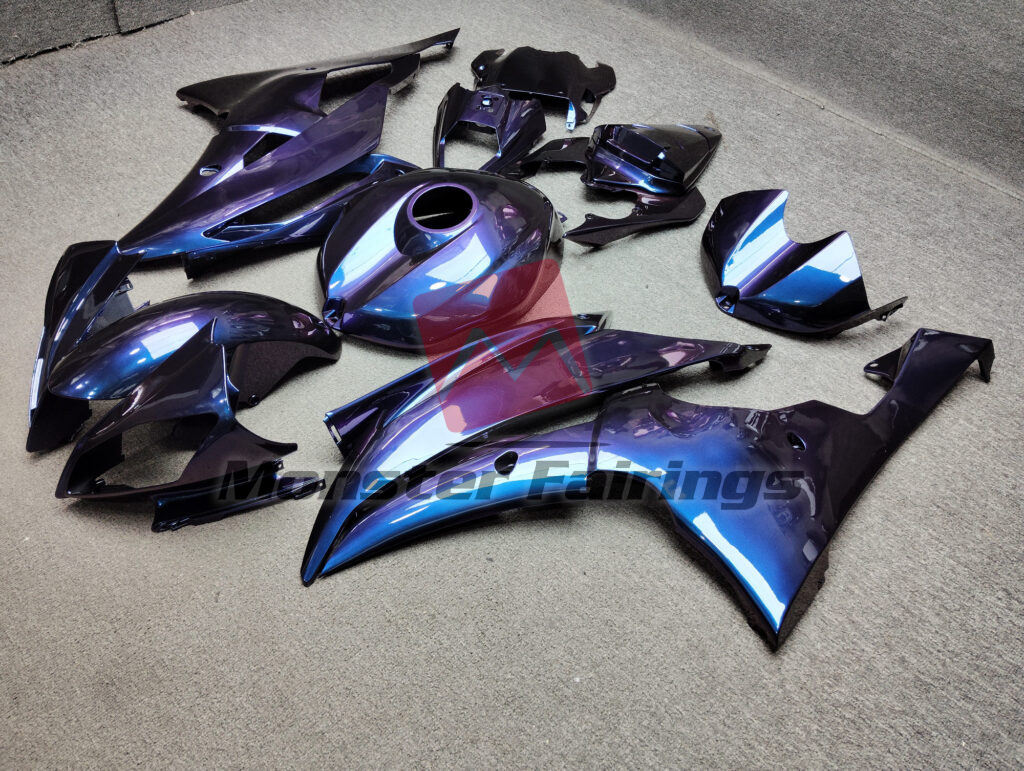2008 - 2016 Yamaha R6 Gloss Iridescent Purple & Blue fairing set - ABS injection, custom painted by Monster Fairings