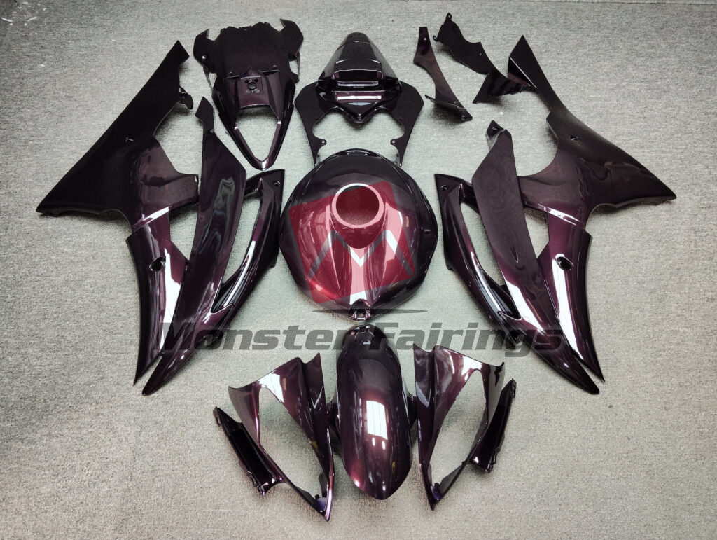 Yamaha R6 2008 - 2016 Gloss Crimson Black ABS fairings - custom motorcycle bodywork kit by Monster Fairings