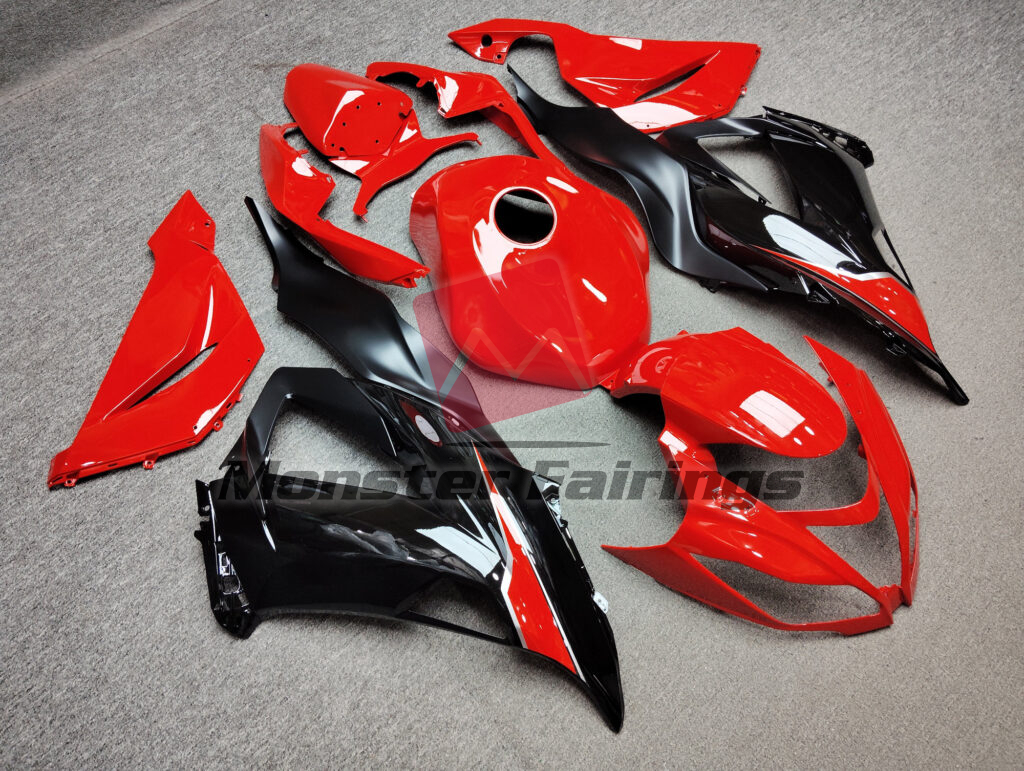 Kawasaki ZX6R custom ABS fairings 2013 - 2018 in Gloss Red & Black Silver Matte Black - durable replacement kit, Monster Fairings
