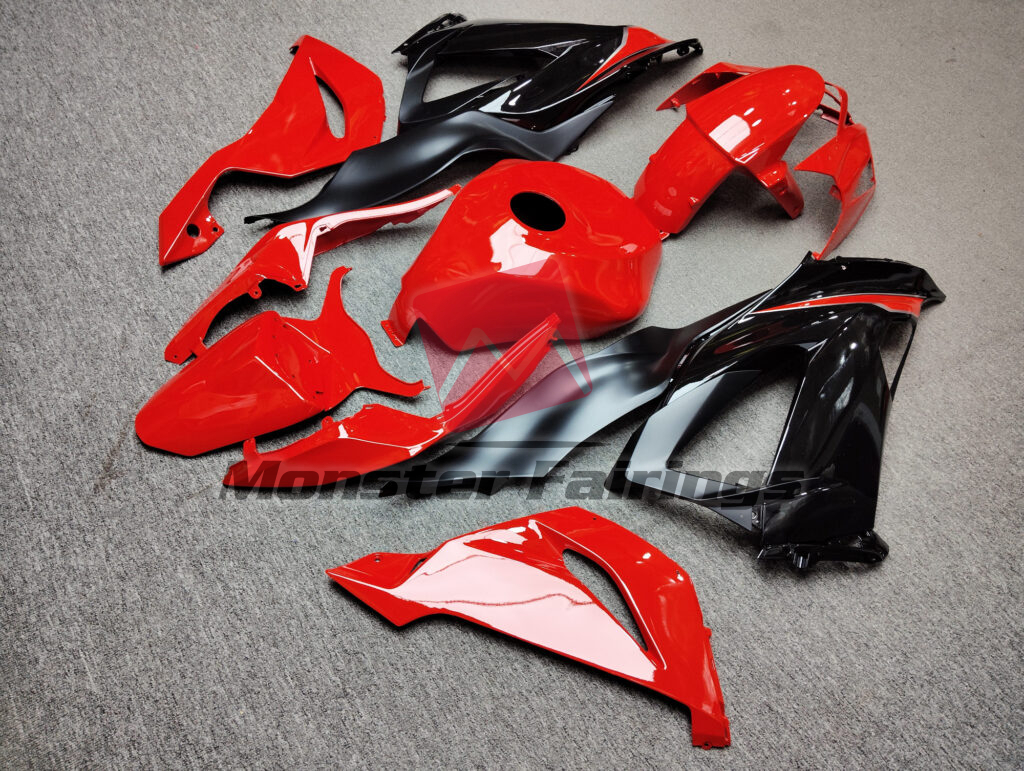 2013 - 2018 Kawasaki ZX6R Gloss Red & Black Silver Matte Black fairing set - ABS injection, custom painted by Monster Fairings