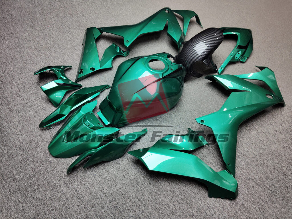 2021 - 2023 Honda CBR650R Gloss Metallic Emerald Carbon Fiber Style fairing set - ABS injection, custom painted by Monster Fairings