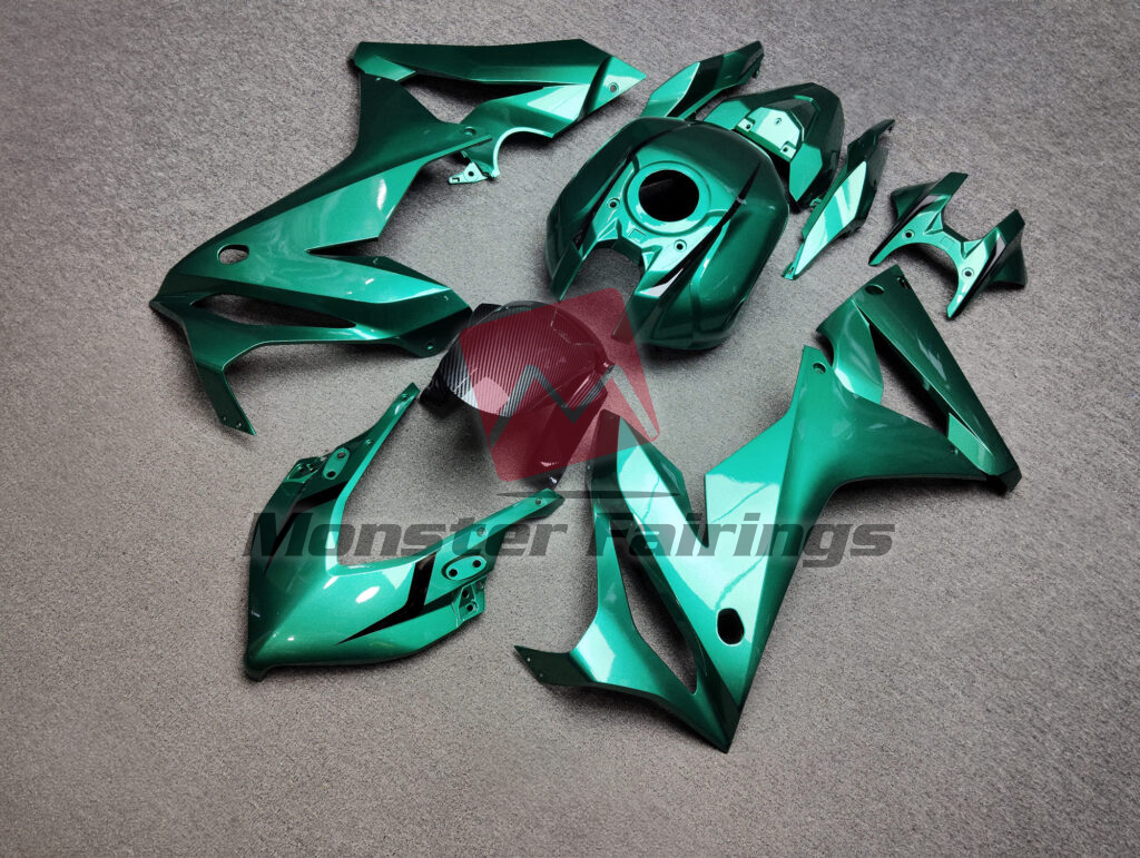 Gloss Metallic Emerald Carbon Fiber Style ABS fairings for Honda CBR650R 2021 - 2023 - premium OEM fit kit by Monster Fairings