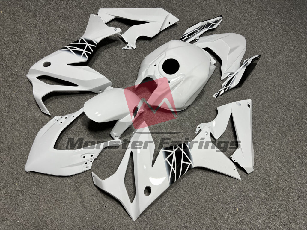 Gloss White & Black Pattern ABS fairings for Honda CBR650R 2021 - 2023 - premium OEM fit kit by Monster Fairings