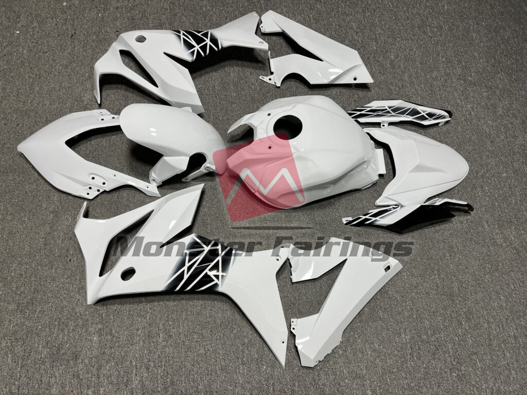 Honda CBR650R custom ABS fairings 2021 - 2023 in Gloss White & Black Pattern - durable replacement kit, Monster Fairings