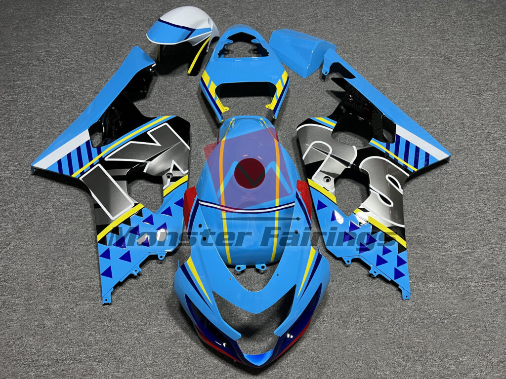 Suzuki GSXR 600 - 750 2004 - 2005 Gloss Light Blue Custom ABS fairings - custom motorcycle bodywork kit by Monster Fairings