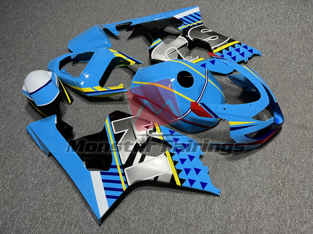 2004 - 2005 Suzuki GSXR 600 - 750 Gloss Light Blue Custom fairing set - ABS injection, custom painted by Monster Fairings