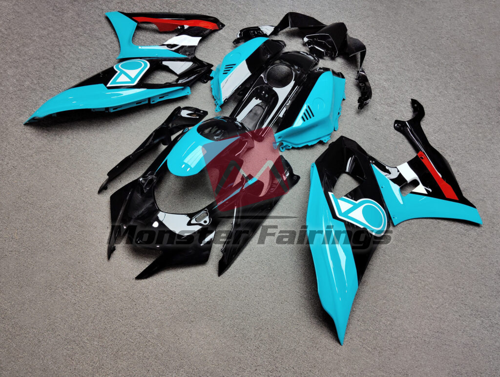 Gloss Black & Aqua Red Petronas ABS fairings for Yamaha R7 2021 - 2025 - premium OEM fit kit by Monster Fairings