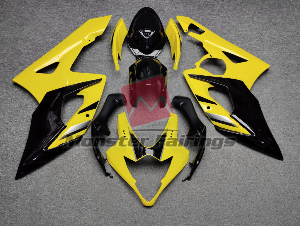 Suzuki GSXR 1000 2005 - 2006 Gloss Yellow Black & Silver ABS fairings - custom motorcycle bodywork kit by Monster Fairings