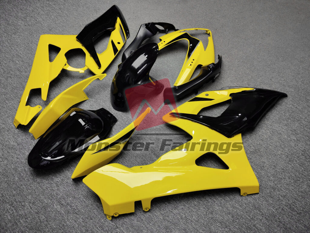 2005 - 2006 Suzuki GSXR 1000 Gloss Yellow Black & Silver fairing set - ABS injection, custom painted by Monster Fairings