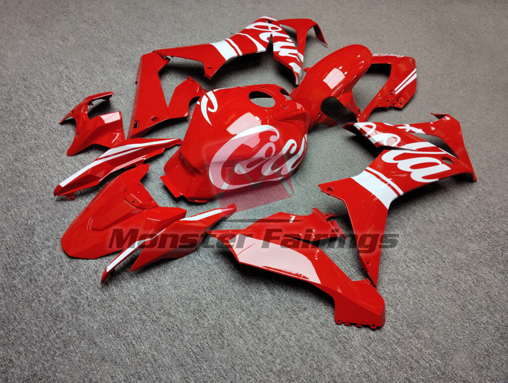 2021 - 2023 Honda CBR650R Gloss Red & White fairing set - ABS injection, custom painted by Monster Fairings