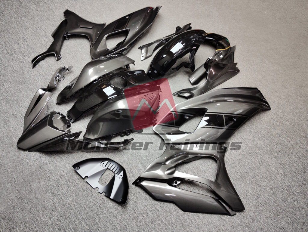 2021 - 2025 Yamaha R7 Gloss Gray & Black Gold fairing set - ABS injection, custom painted by Monster Fairings