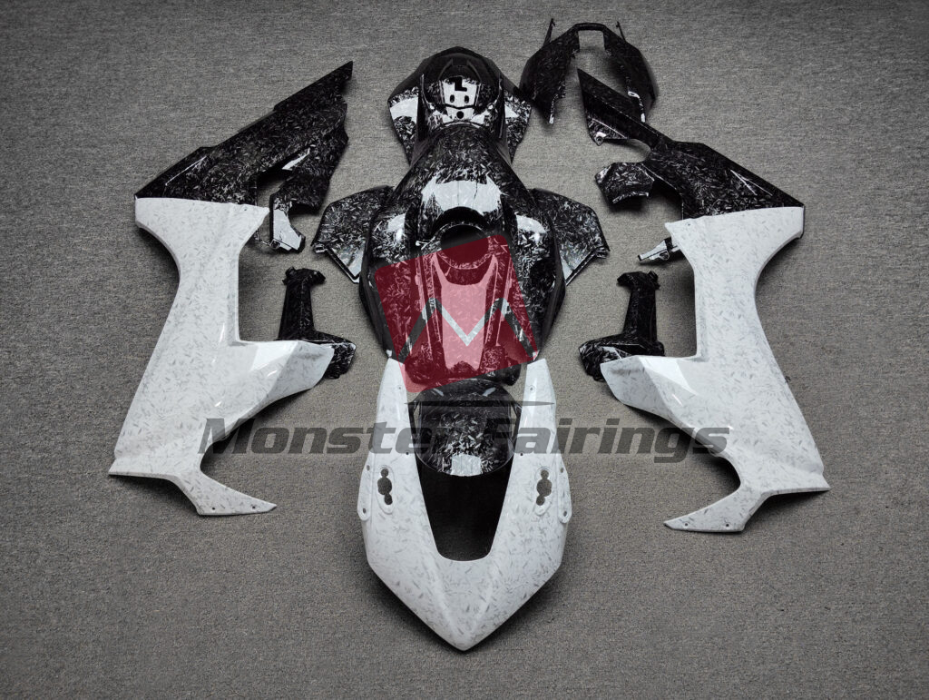 Honda CBR1000RR 2017 - 2025 Gloss Black & White Forged Carbon Fiber Style ABS fairings - custom motorcycle bodywork kit by Monster Fairings