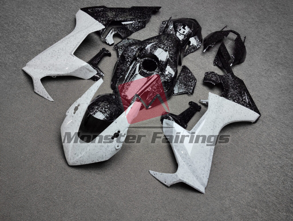 Gloss Black & White Forged Carbon Fiber Style ABS fairings for Honda CBR1000RR 2017 - 2025 - premium OEM fit kit by Monster Fairings