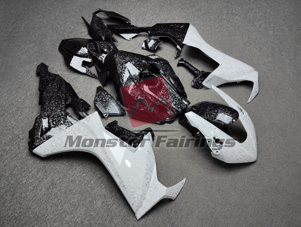 Honda CBR1000RR custom ABS fairings 2017 - 2025 in Gloss Black & White Forged Carbon Fiber Style - durable replacement kit, Monster Fairings