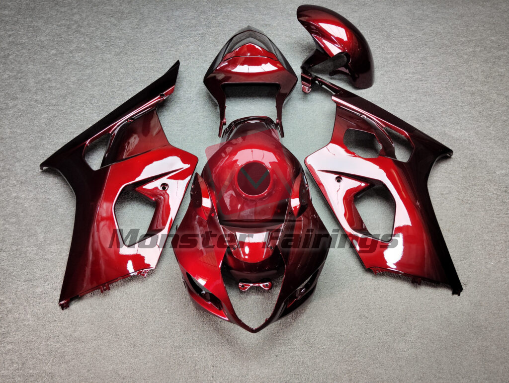 Suzuki GSXR 1000 2003 - 2004 Gloss Candy Red ABS fairings - custom motorcycle bodywork kit by Monster Fairings