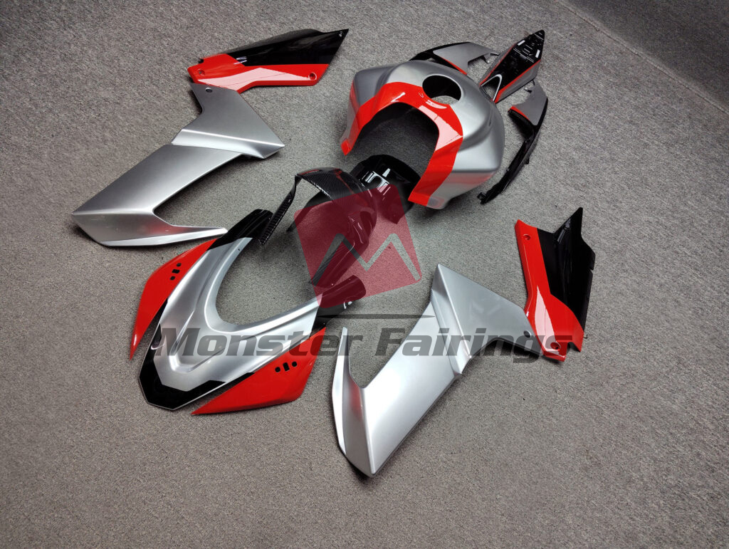 Gloss Silver & Red Black ABS fairings for Aprilia RS660 2020 - 2024 - premium OEM fit kit by Monster Fairings