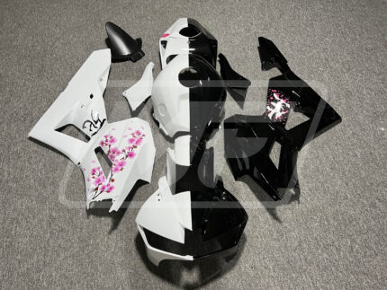 Honda CBR600RR 2013-2025 Gloss Black & White with Pink Cherry Blossom Split ABS Fairings | Monster Fairings